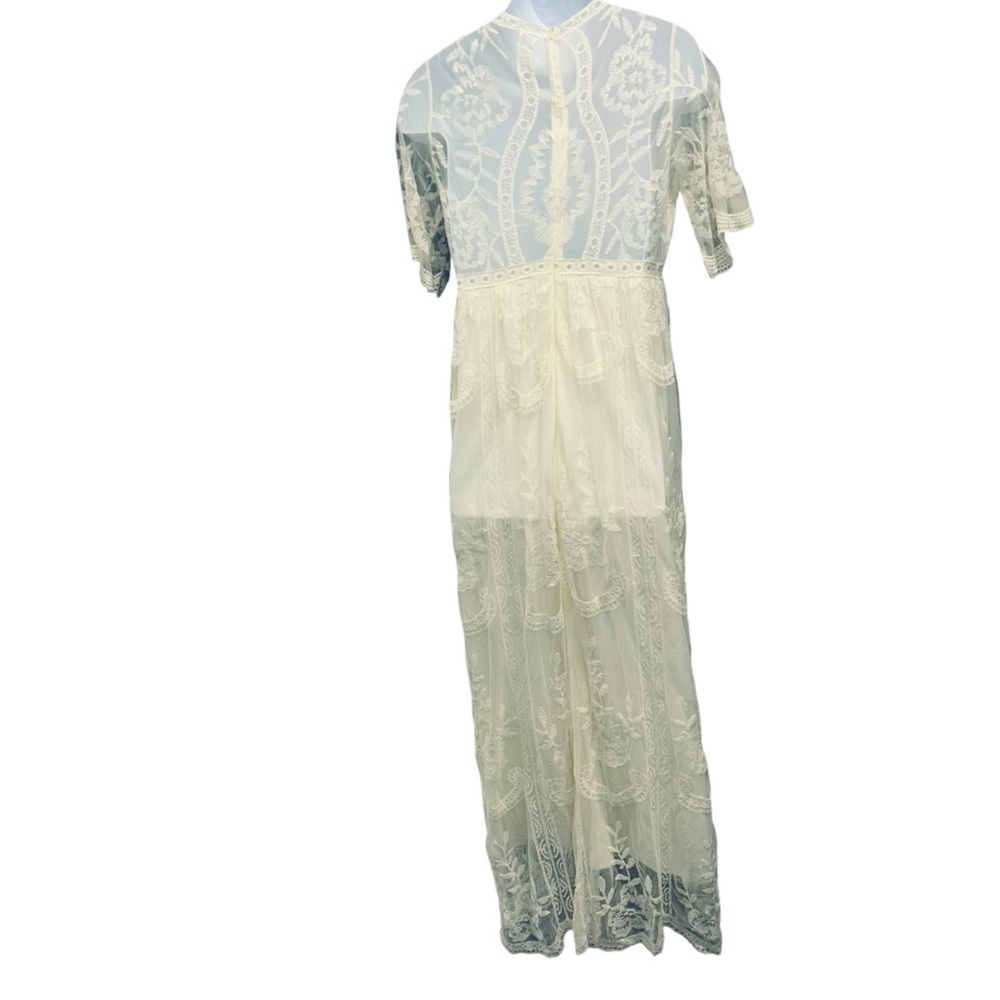 Elegant Cream Lace Maxi Dress size medium - Picture 7 of 12